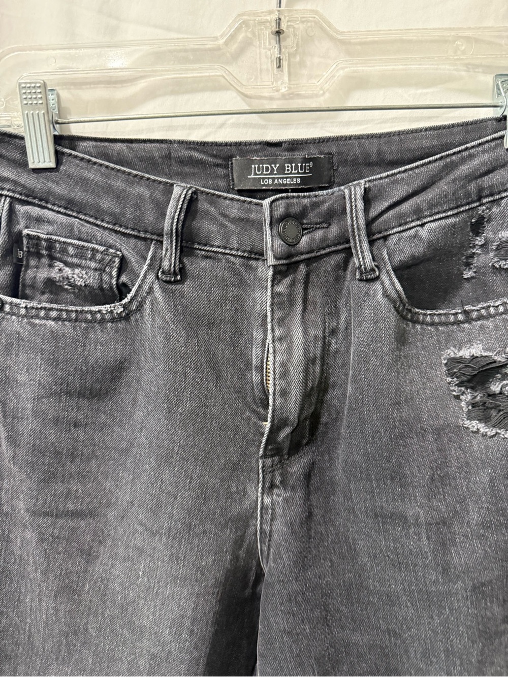 Judy Blue Men's Washed Black Ripped Slim Straight Jeans - Picture 2 of 4